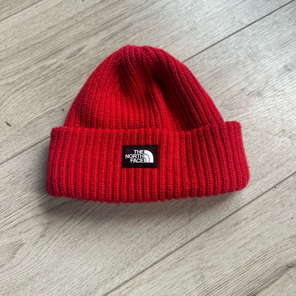 red north face beanie